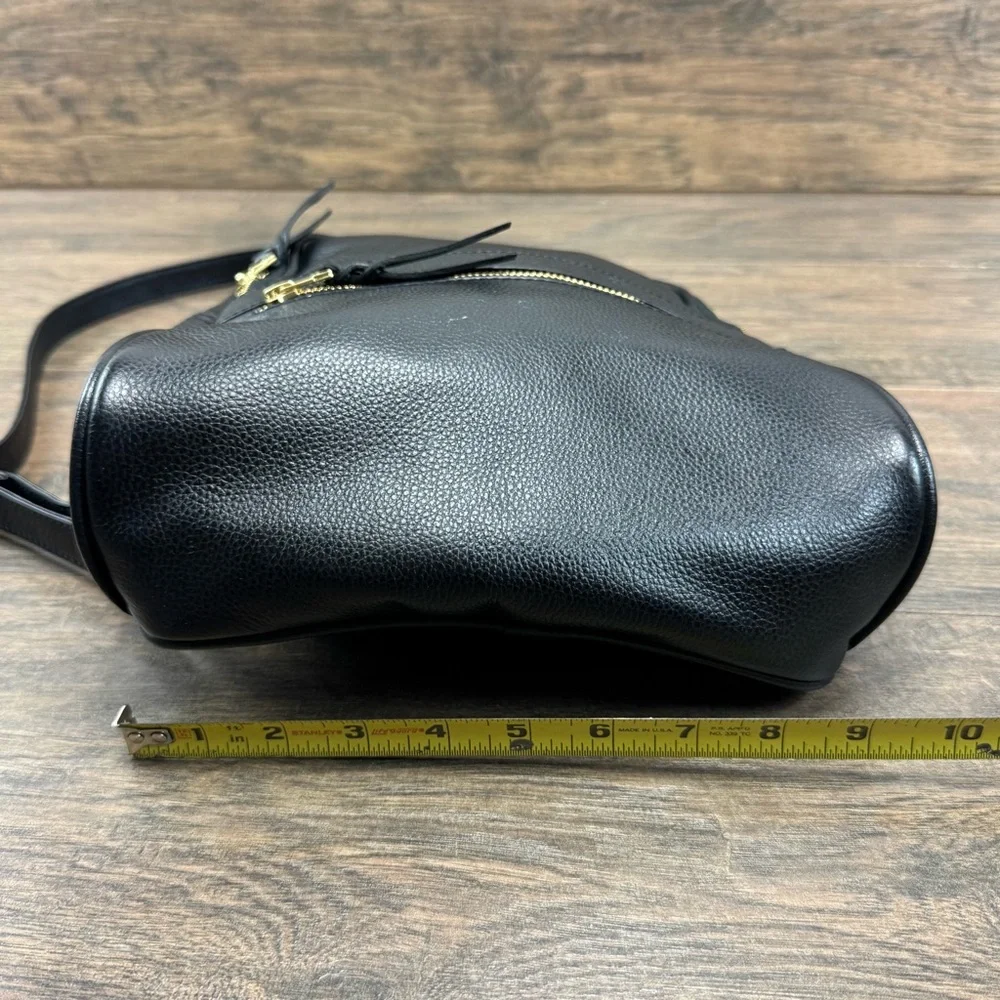 Classic Black Leather Backpack with Gold Hardware